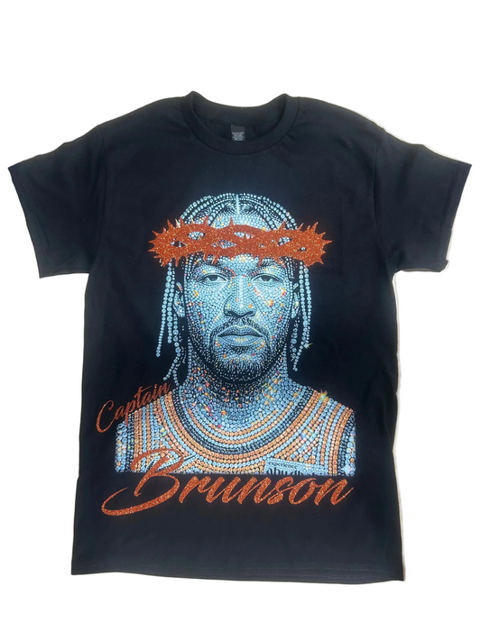 Jalen Brunson NYK Savior T-Shirt Black/Liberty Blue