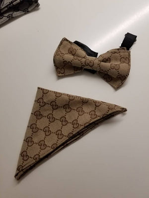 Custom Designer Bowtie X Matching pocket Square