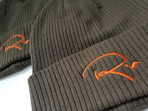 Rv Embroidery Beanie (Hunter Green/Orange)