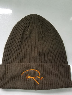 Rv Embroidery Beanie (Hunter Green/Orange)